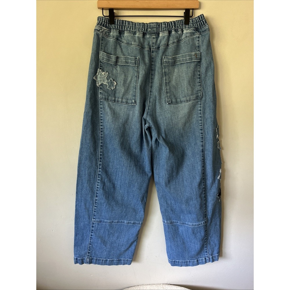 Pilcro Izzie Relaxed Pull-On Barrel Jeans With Stars - Anthropologie Size Medium - Picture 8 of 11